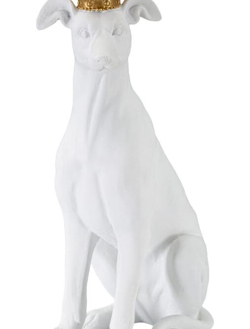 Statua Cane Bianco con Corona