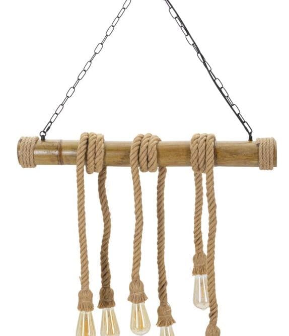 Lampadario Bambo e Rope H.120