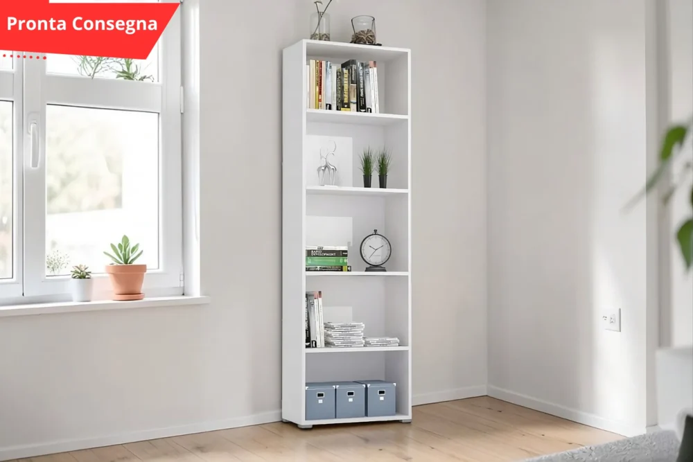 Libreria Maddy 5 ripiani Bianco pronta consegna