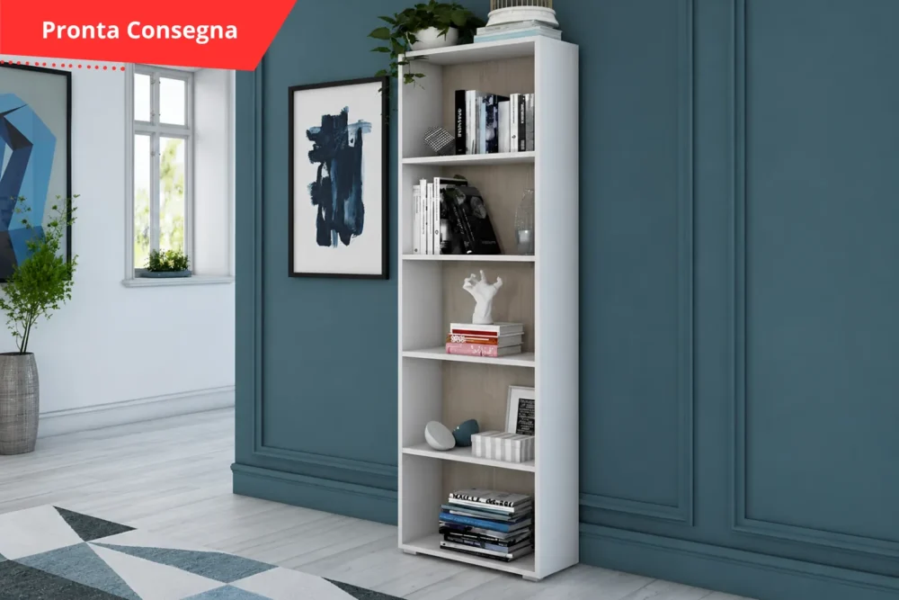 Libreria Maddy Cinque ripiani Rovere Pronta Consegna