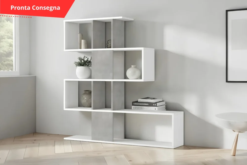 Libreria Sol Cemento Cinque ripiani Pronta Consegna