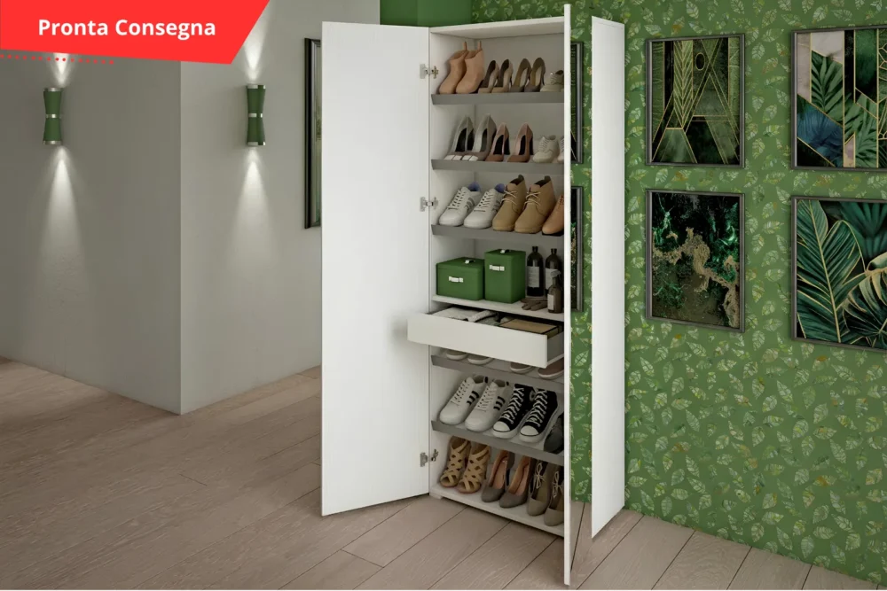 Scarpiera Multiuso Daria Bianca con Specchio pronta consegna